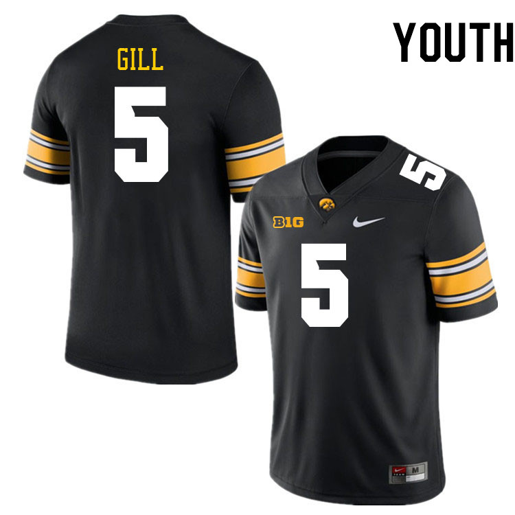 Youth #5 Jacob Gill Iowa Hawkeyes College Football Jerseys Stitched-Black